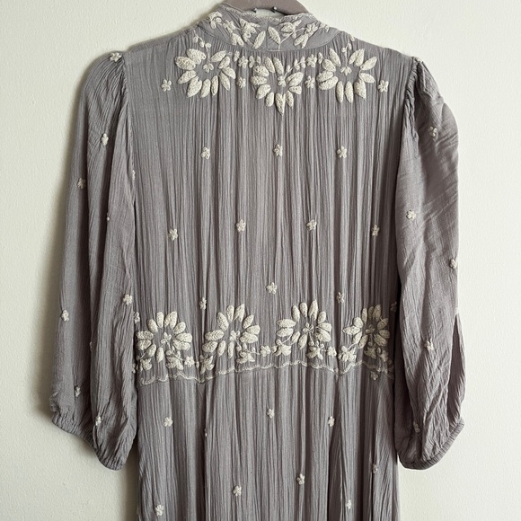 Free People Embroidered Fable Dress in Dove - Picture 6 of 13